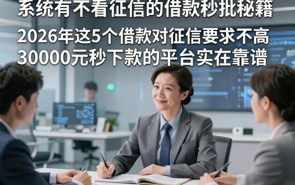 系统有不看征信的借款秒批秘籍，2026年这5个借款对征信要求不高30000元秒下款的平台实在靠谱