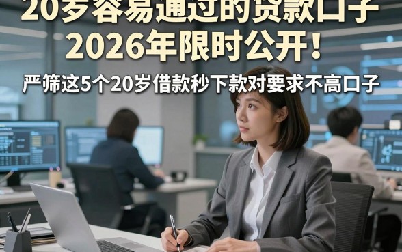 20岁容易通过的贷款口子2026年限时公开！严筛这5个20岁借款秒下款对要求不高口子