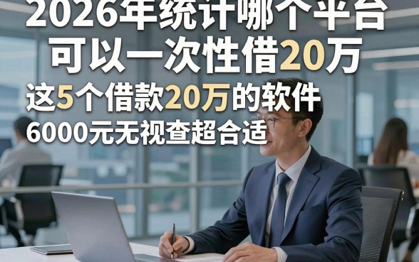 2026年统计哪个平台可以一次性借20万，这5个借款20万的软件6000元无视查超合适