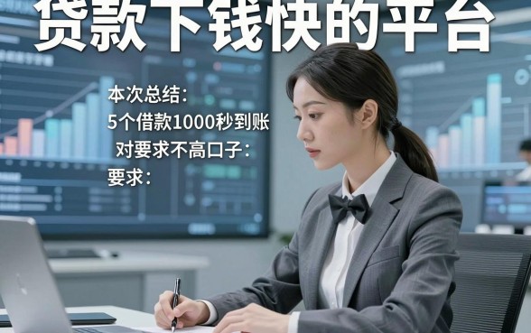 贷款下钱快的平台，本次总结5个借款1000秒到账对要求不高口子