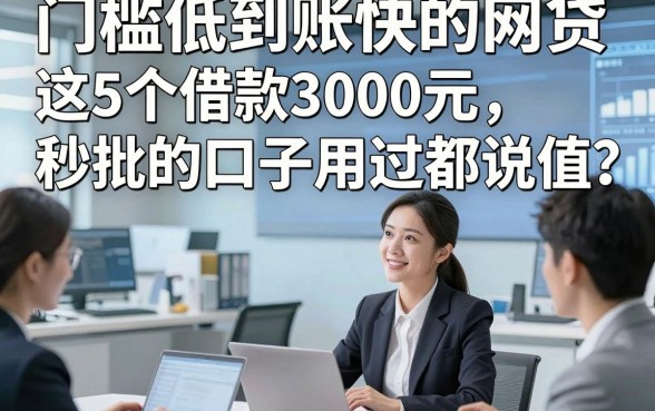 门槛低到账快的网贷，这5个借款3000元秒批的口子用过都说值