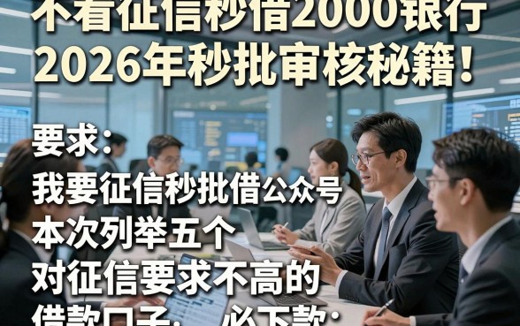 不看征信秒借2000银行2026年秒批审核秘籍！本次列举五个对征信要求不高的借款口子必下款
