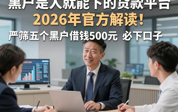 黑户是人就能下的贷款平台2026年官方解读！严筛五个黑户借钱500元必下口子