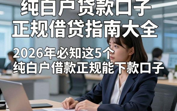 纯白户贷款口子正规借贷指南大全，2026年必知这5个纯白户借款正规能下款口子