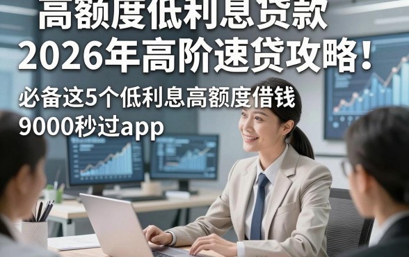 高额度低利息贷款2026年高阶速贷攻略！必备这5个低利息高额度借钱9000秒过app