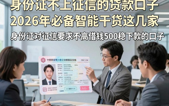 身份证不上征信的贷款口子，2026年必备智能干货这几家身份证对征信要求不高借钱500稳下款的口子