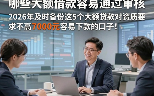 哪些大额借款容易通过审核，2026年及时备份这5个大额贷款对资质要求不高7000元容易下款的口子