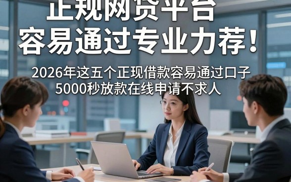正规网贷平台容易通过专业力荐！2026年这五个正规借款容易通过口子5000秒放款在线申请不求人