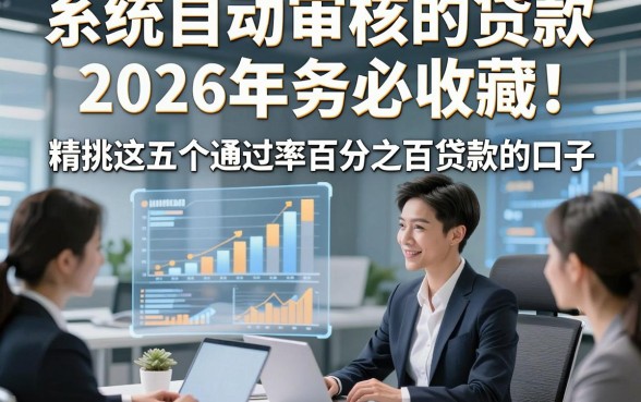 系统自动审核的贷款2026年务必收藏！精挑​这五个通过率百分之百贷款的口子