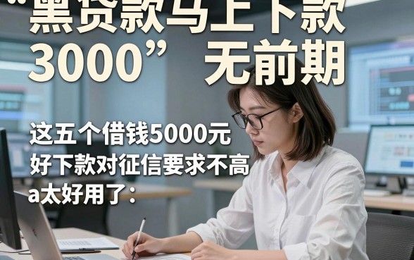 黑贷款马上下款3000无前期，这五个借钱5000元好下款对征信要求不高app太好用了