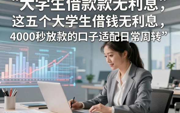 大学生借款款无利息，这五个大学生借钱无利息4000秒放款的口子适配日常周转