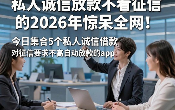 私人诚信放款不看征信的2026年惊呆全网！今日集合5个私人诚信借款对征信要求不高自动放款的app