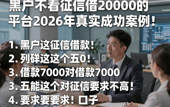 黑户不看征信借20000的平台2026年真实成功案例！列举这五个借款7000对征信要求不高口子