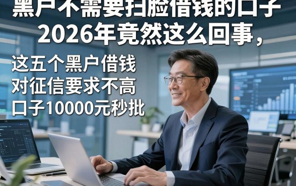 黑户不需要扫脸借钱的口子，2026年竟然这么回事这五个黑户借钱对征信要求不高口子10000元秒批