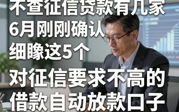 不查征信贷款有几家6月刚刚确认，细瞅这5个​对征信要求不高的借款自动放款口子