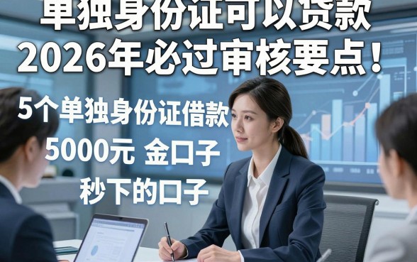 单独身份证可以贷款2026年必过审核要点！探寻​5个单独身份证借款5000元秒下的口子