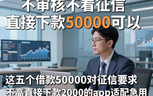 不审核不看征信直接下款50000可以，这五个借款50000对征信要求不高直接下款2000的app适配急用