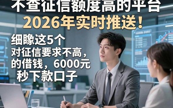 不查征信额度高的平台2026年实时推送！细瞅这5个​对征信要求不高的借钱6000元秒下款口子