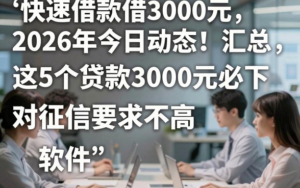 快速借款借3000元2026年今日动态！汇总​这5个贷款3000元必下 对征信要求不高 的软件