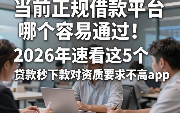 当前正规借款平台哪个容易通过！2026年速看这5个​贷款秒下款对资质要求不高app