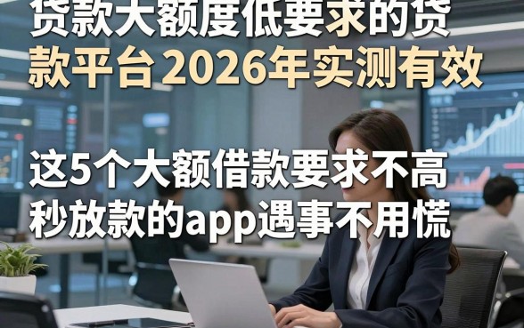 贷款大额度低要求的贷款平台2026年实测有效，这5个大额借款要求不高秒放款的app遇事不用慌