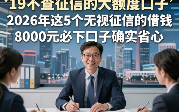 19不查征信的大额度口子，2026年这5个无视征信的借钱8000元必下口子确实省心
