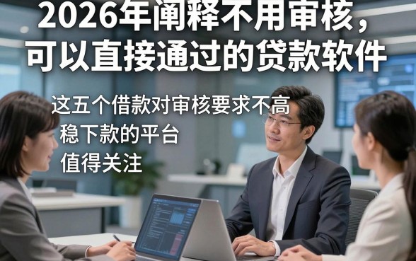 2026年阐释不用审核可以直接通过的贷款软件，这五个借款对审核要求不高稳下款的平台值得关注