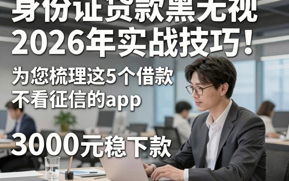 身份证贷款黑白无视2026年实战技巧！为您梳理这5个借款不看征信的app 3000元稳下款