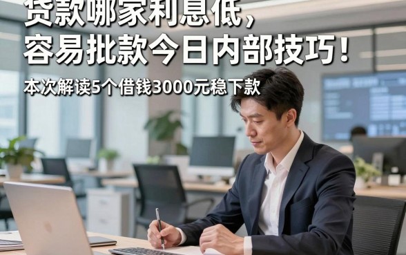 贷款哪家利息低容易批款今日内部技巧！本次解读5个借钱3000元稳下款的平台