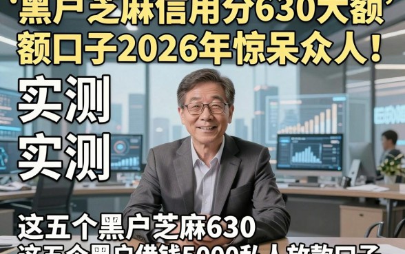 黑户芝麻信用分630大额口子2026年惊呆众人！实测​这五个黑户芝麻630借钱5000私人放款口子