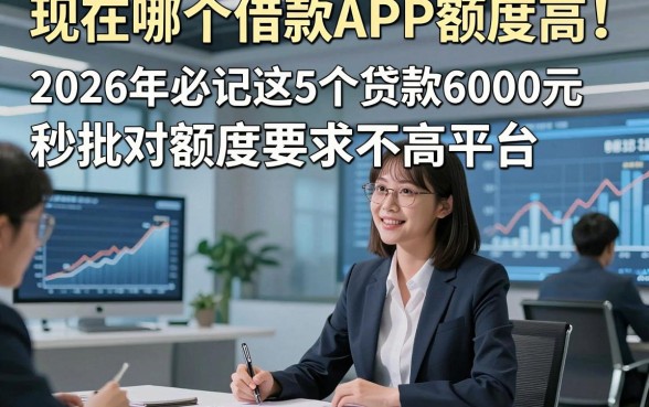 现在哪个借款APP额度高！2026年必记这5个贷款6000元秒批对额度要求不高平台