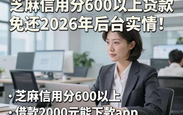 芝麻信用分600以上贷款免还2026年后台实情！顺便总结五个芝麻信用分600以上借款2000元能下款app