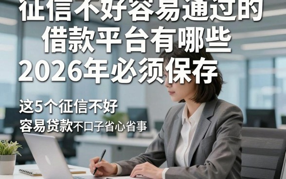 征信不好容易通过的借款平台有哪些2026年必须保存，这5个征信不好容易贷款不看征信的口子省心省事