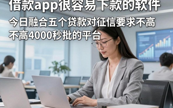 借款app很容易下款的软件，今日融合五个贷款对征信要求不高4000秒批的平台