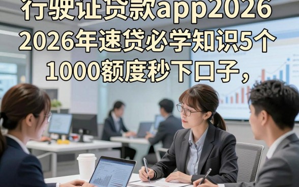 行驶证贷款app2026，2026年速贷必学知识5个1000额度秒下口子