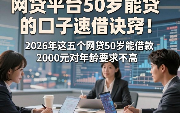 网贷平台50岁能贷的口子速借诀窍！2026年这五个网贷50岁能借款2000元对年龄要求不高口子可解临时困境
