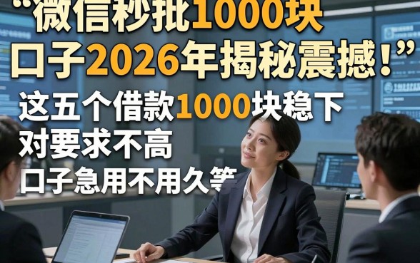 微信秒批1000块口子2026年揭秘震撼！这五个借款1000块稳下 对要求不高 的口子急用不用久等