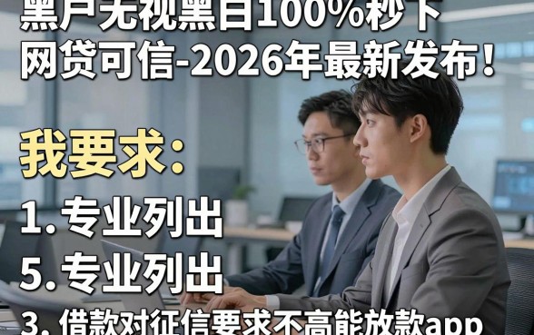 黑户无视黑白100%秒下网贷可信-2026年最新发布！专业列出5个借款对征信要求不高能放款app
