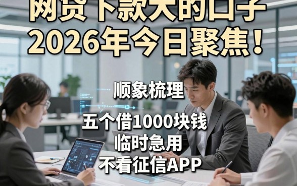 网贷下款大的口子2026年今日聚焦！顺便梳理五个借1000块钱临时急用不看征信APP