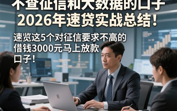不查征信和大数据的口子2026年速贷实战总结！速览这5个对征信要求不高的借钱3000元马上放款的口子