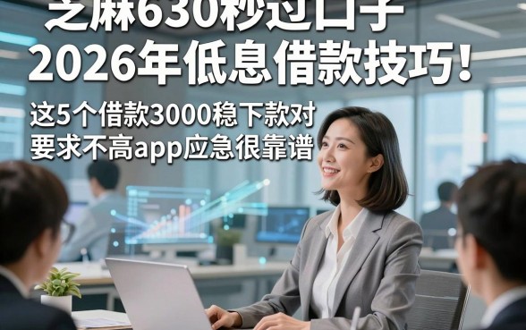 芝麻630秒过口子2026年低息借款技巧！这5个借款3000稳下款对要求不高app应急很靠谱