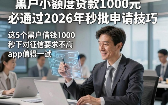 黑户小额度贷款1000元必通过2026年秒批申请技巧，这5个黑户借钱1000秒下对征信要求不高app值得一试来看看