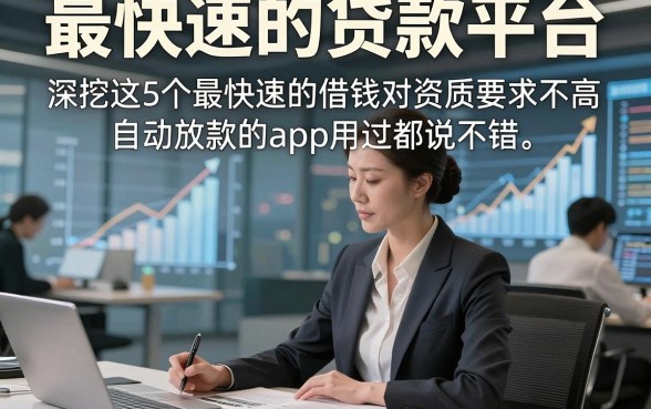 最快速的贷款平台，深挖这5个最快速的借钱对资质要求不高自动放款的app用过都说不错
