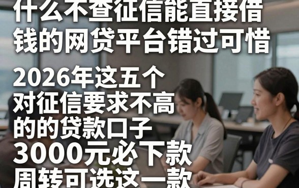 什么不查征信能直接借钱的网贷平台错过可惜，2026年这五个对征信要求不高的贷款口子3000元必下款周转可选这一款