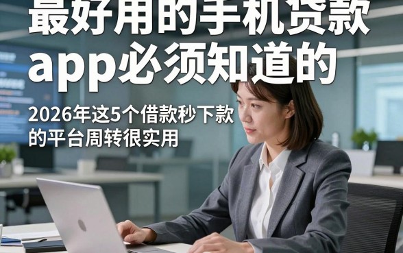 最好用的手机贷款app必须知道的，2026年这5个借款秒下款的平台周转很实用