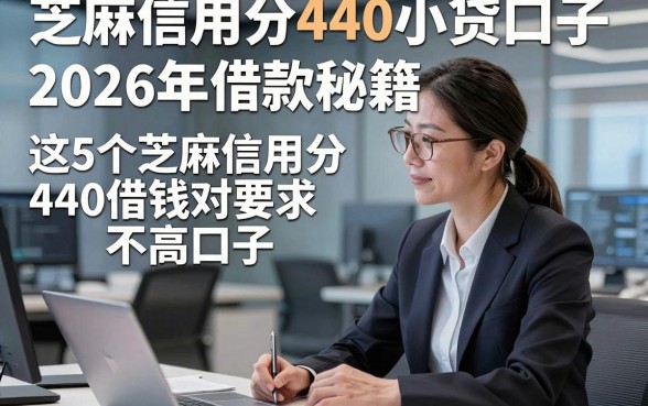 芝麻信用分440小贷口子，2026年借款秘籍这5个芝麻信用分440借钱对要求不高口子
