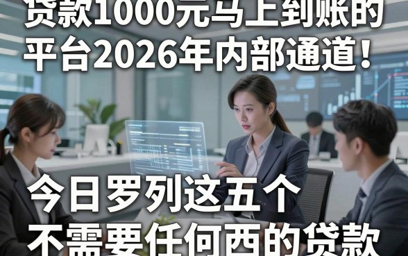贷款1000元马上到账的平台2026年内部通道！今日罗列这五个不需要任何东西的贷款