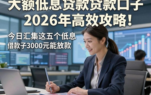 大额低息贷款贷款口子2026年高效攻略！今日汇集这五个低息借款口子3000元能放款