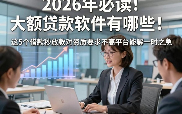 2026年必读​大额贷款软件有哪些！这5个借款秒放款对资质要求不高平台能解一时之急