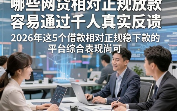 哪些网贷相对正规放款容易通过千人真实反馈，2026年这5个借款相对正规稳下款的平台综合表现尚可